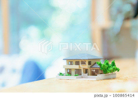 ミニチュアの家　不動産　住宅ローン、家、ミニチュア、物撮り、不動産投資、無人、模型、戸建 100865414