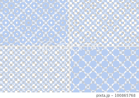 Set of Blue Seamless Geometric Circles Patterns. Vector Art. 100865768