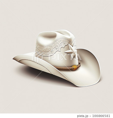 White western cowboy hat illustration on white background. Generative AI 100866581