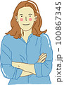Woman crossed arms standing pose vector cartoon 100867345