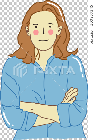 Woman crossed arms standing pose vector cartoon Woman crossed arms standing pose vector cartoon 100867345