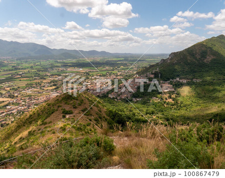 Panoramic view of Pietravairano, a village in the province of Caserta, Italy. Panoramic view of Pietravairano, a village in the province of Caserta, Italy. 100867479