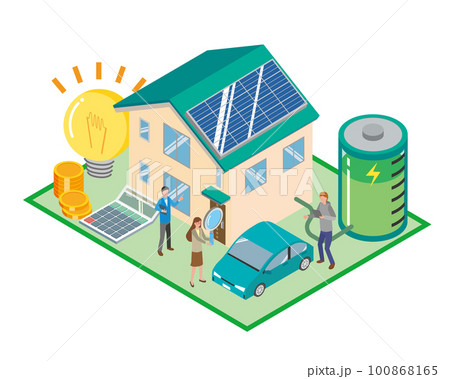 家庭用蓄電池のイメージイラスト 100868165