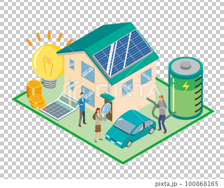 家庭用蓄電池のイメージイラスト 100868165
