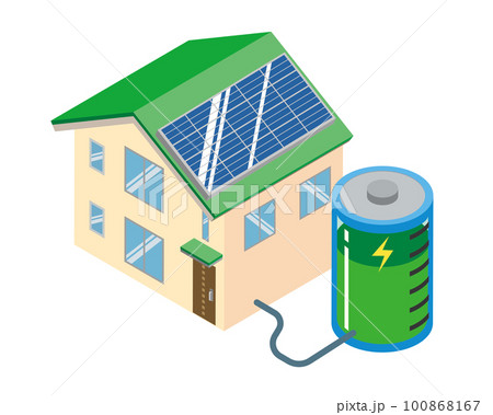 エネルギーを蓄電する乾電池とエコハウス 100868167