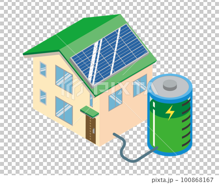 エネルギーを蓄電する乾電池とエコハウス 100868167