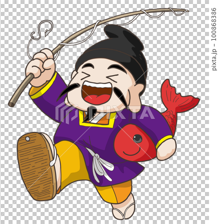 Cute hand-drawn illustration of Ebisu, the seven deities of good fortune 100868386