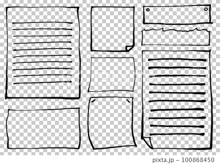 Simple hand drawn paper frame set drawn with black ink Simple hand drawn paper frame set drawn with black ink 100868450