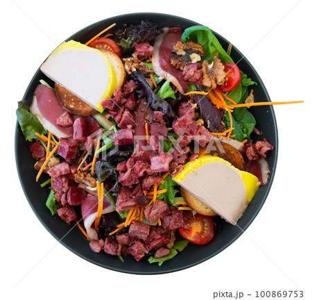 Just cooked portion of french perigord salad 100869753