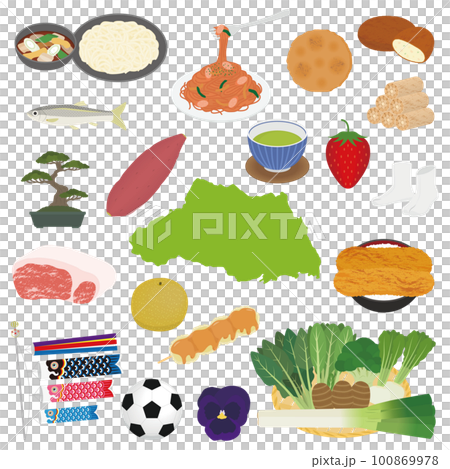 埼玉県の名物のイラストセット 埼玉県の名物のイラストセット 100869978