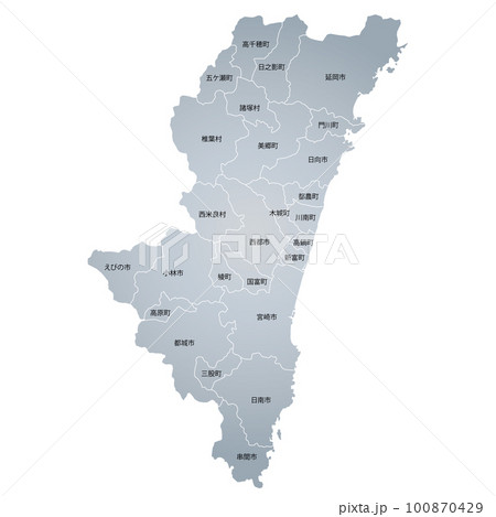 宮崎県と市町村地図