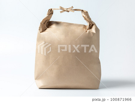 米袋（紙袋）クラフト・無地（白背景）パッケージ／キリヌキなど 100871966