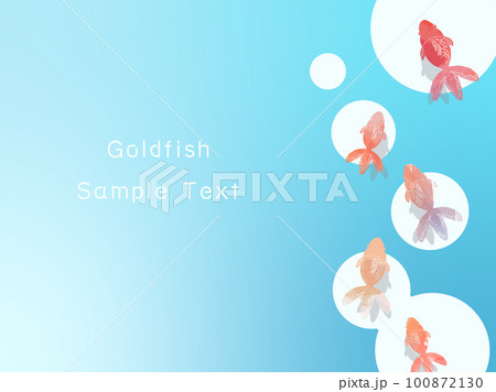 水彩風の水玉と金魚の背景イラスト素材 100872130