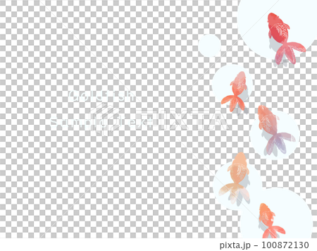 水彩風の水玉と金魚の背景イラスト素材 100872130