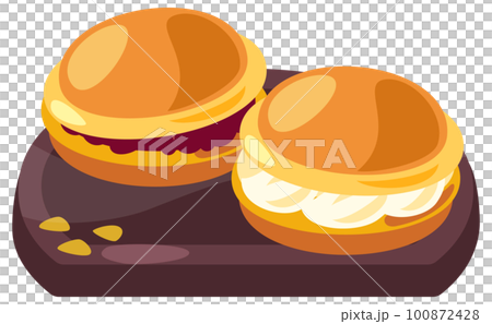 銅鑼燒_古龍水的插圖和可愛的簡單菜矢量圖 100872428