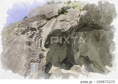 水彩画風 鬼ヶ城 奥の木戸 三重県熊野市 水彩画風 鬼ヶ城 奥の木戸 三重県熊野市 100873225