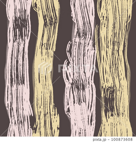 Hand drawn seamless pattern with minimalist lines, textured dry brush stripes striped abstract geometric design. Beige brown pastel pink print, trendy bold warm colors, creative stroke doodle. Retro 100873608