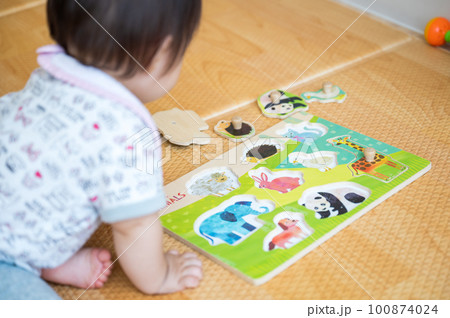 絵合わせパズルで遊ぶ幼児 絵合わせパズルで遊ぶ幼児 100874024