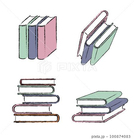 stack of books drawing color