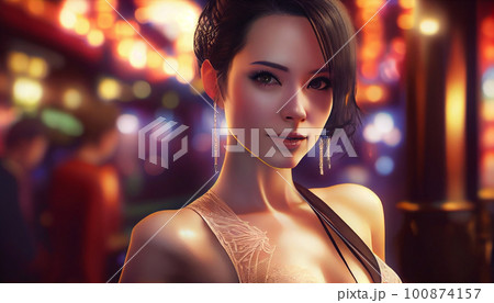 夜遊び・キャバクラ・ラウンジ・クラブ・ガールズバー・水商売の女性（Generative AI） 100874157