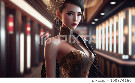 キャバクラ・ラウンジ・クラブ・ガールズバーで働く水商売の女性(Generative AI) キャバクラ・ラウンジ・クラブ・ガールズバーで働く水商売の女性(Generative AI) 100874166