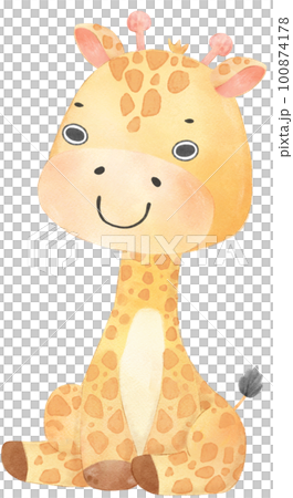 cute watercolour happy baby innocence giraffe wildlife animal cartoon nursery illustration 100874178