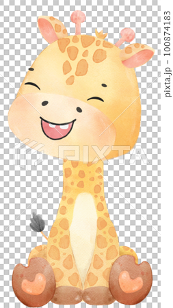 cute watercolour happy baby innocence giraffe wildlife animal cartoon nursery illustration 100874183