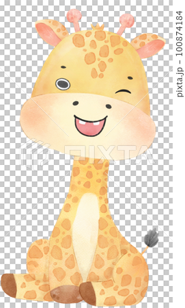 cute watercolour happy baby innocence giraffe wildlife animal cartoon nursery illustration 100874184
