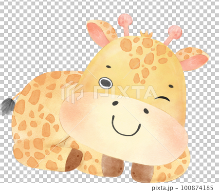cute watercolour happy baby innocence giraffe wildlife animal cartoon nursery illustration 100874185
