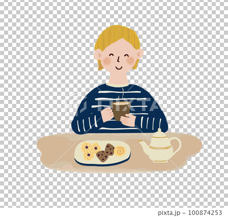 people eating snacks and relaxing 100874253