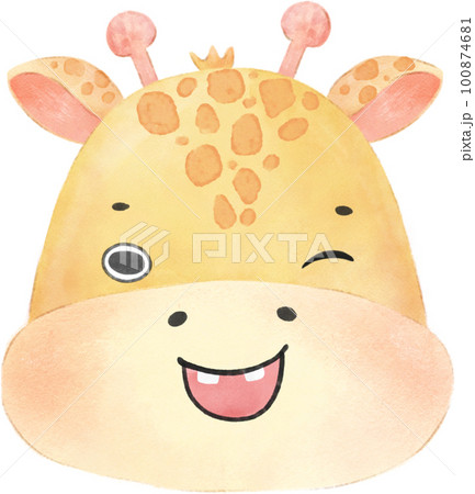 cute watercolour baby giraffe face head emotion expressing nursery hand drawn 100874681