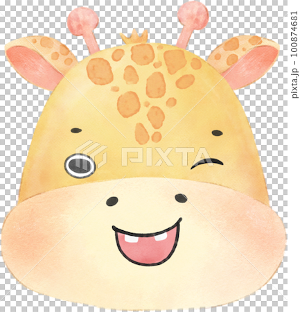 cute watercolour baby giraffe face head emotion expressing nursery hand drawn 100874681