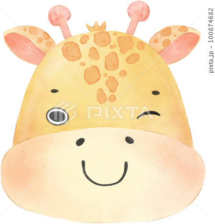 cute watercolour baby giraffe face head emotion expressing nursery hand drawn 100874682