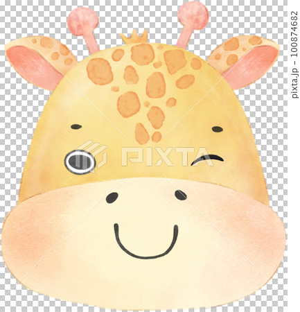 cute watercolour baby giraffe face head emotion expressing nursery hand drawn 100874682