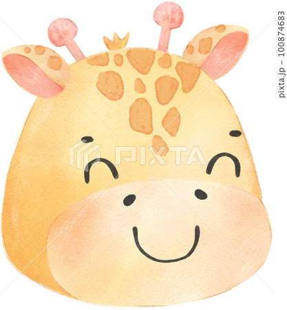 cute watercolour baby giraffe face head emotion expressing nursery hand drawn 100874683