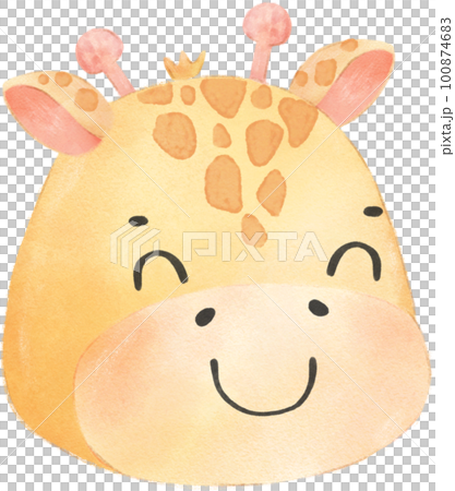 cute watercolour baby giraffe face head emotion expressing nursery hand drawn 100874683