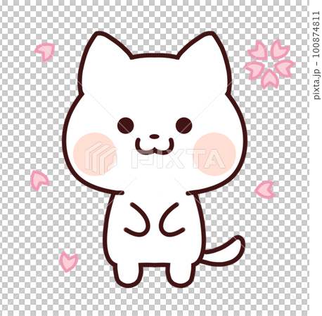桜を見上げる白猫のイラスト素材 [100874811] - PIXTA