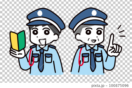 A young man with a beginner's mark and a smiling senior security guard (upper body) A young man with a beginner's mark and a smiling senior security guard (upper body) 100875096