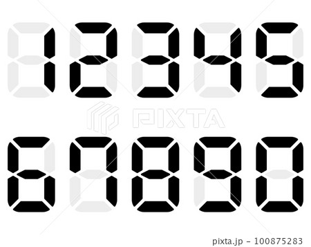 サイバーパンクなデジタル数字の素材10種セット　ブラック 100875283