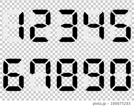 サイバーパンクなデジタル数字の素材10種セット　ブラック 100875283