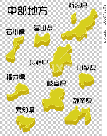 Map Three-dimensional Chubu region vector illustration 100875288