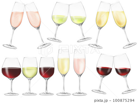 グラスワイン グラスシャンパン 赤ワイン 白ワイン シャンパン ロゼシャンパン 乾杯 100875294