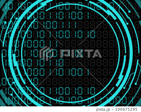 サイバーパンクなフレームとバイナリの背景　横位置　ターコイズブルー 100875295