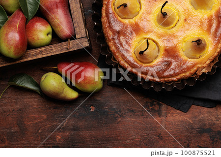 Homemade pear pie. Fruit tart with seasonal fruits Homemade pear pie. Fruit tart with seasonal fruits 100875521