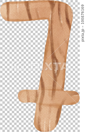 cute kid number 7, seven digit watercolour wood texture hand drawing 100876169