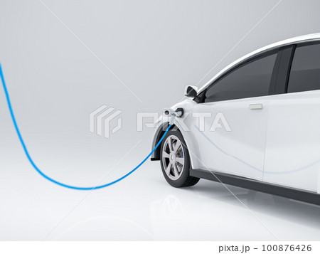 Ev car or electric vehicle charge battery plug in with recharging station 100876426