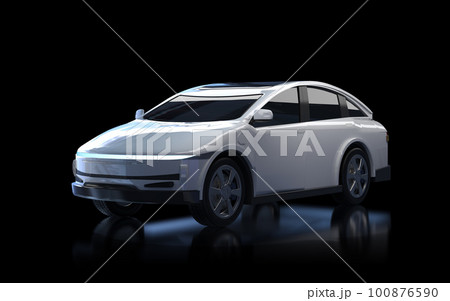 White ev car or electric vehicle on black background 100876590