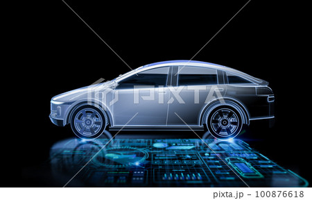 Ev car or electric vehicle with digital graphic interface 100876618