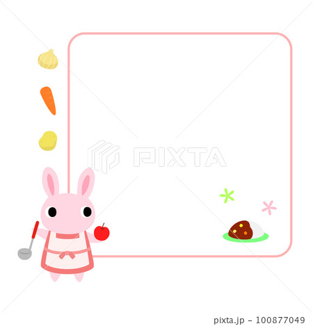 Rabbit in an apron with frame + curry decoration - Stock ...