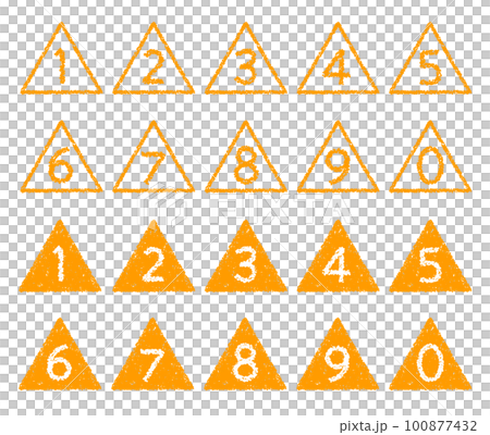 手繪蠟筆素材三角數字圖標集 100877432